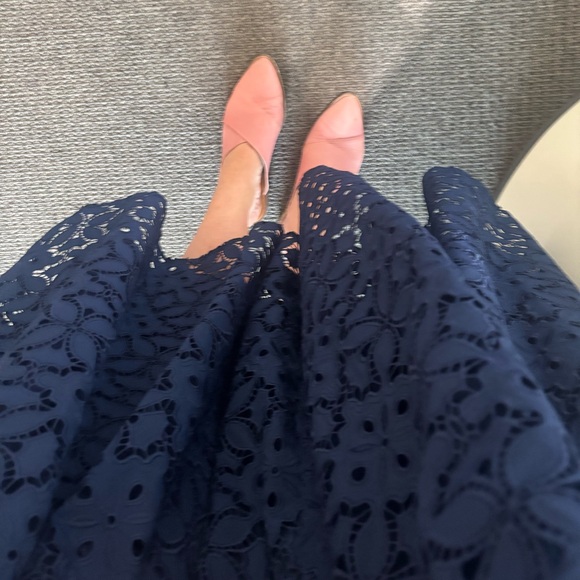 Kate Spade Blue Lace Montauk Midi Dress Medium Embroidered Cutwork French Navy - Picture 11 of 12